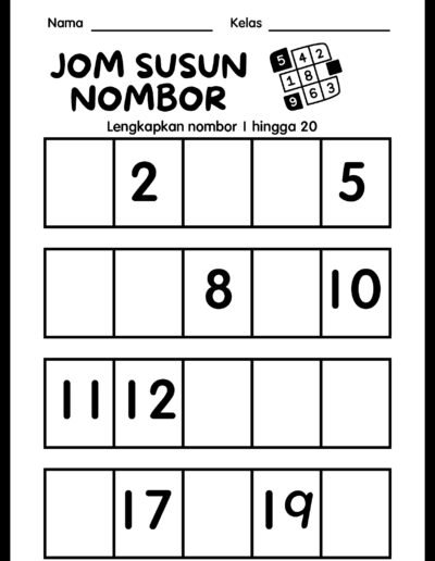 latihan nombor 1 hingga 20 tahun 1 lengkapkan nombor matematik