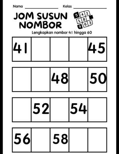 latihan nombor 41 hingga 60 tahun 1 lengkapkan nombor lembaran kerja