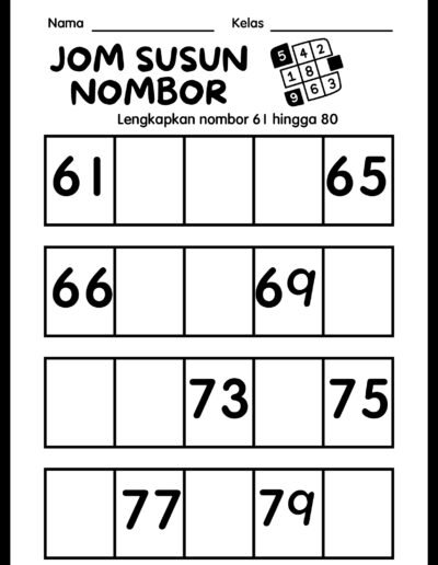 latihan nombor 61 hingga 80 tahun 1 lengkapkan nombor sekolah rendah