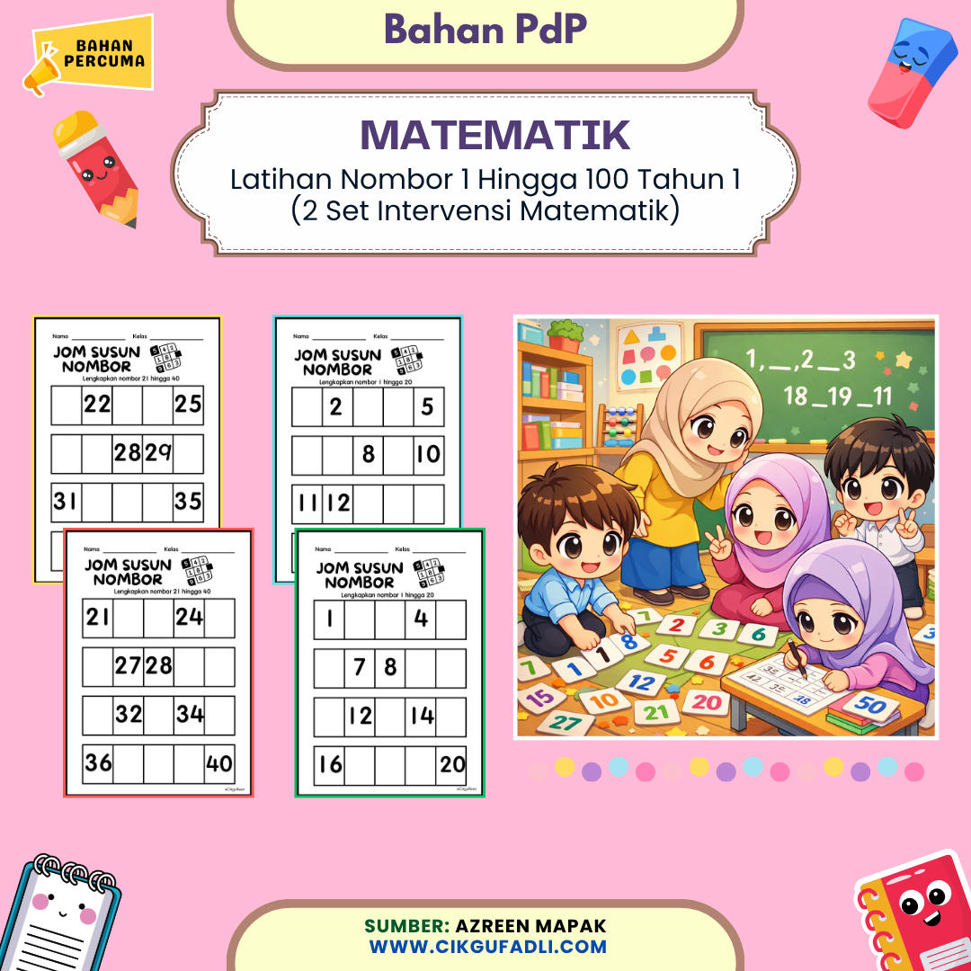 latihan nombor 1 hingga 100 tahun 1 intervensi matematik lembaran kerja susun nombor pdf