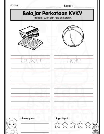 lembaran kerja kvkv surih dan tulis perkataan