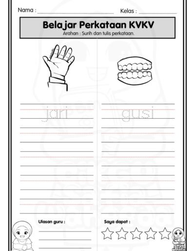 latihan kvkv surih perkataan bergambar