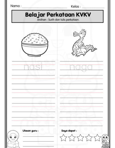 lembaran kerja kvkv untuk pembelajaran awal