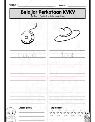 latihan menulis perkataan kvkv mudah