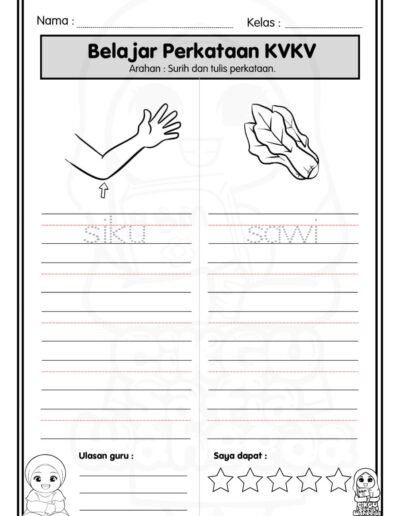 latihan suku kata kvkv bergambar