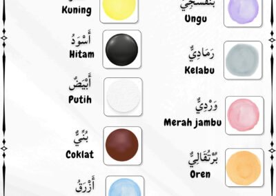 Senarai warna dalam Bahasa Arab untuk pembelajaran murid sekolah rendah