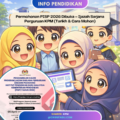 Ilustrasi pelajar memohon PISP 2026 dengan poster KPM Program Ijazah Sarjana Perguruan