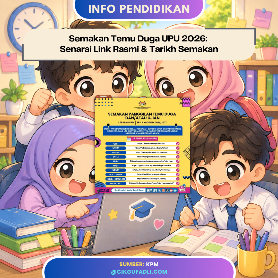 Semakan temu duga UPU 2026 bagi lepasan SPM melalui link rasmi IPTA bermula 19 April