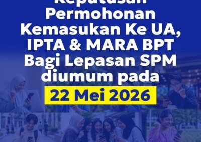 Poster rasmi keputusan UPUOnline 2026 lepasan SPM diumum 22 Mei