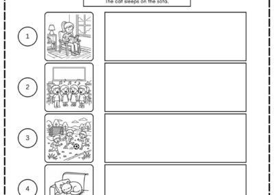Latihan Bahasa Inggeris PDF Choose and Rewrite the Correct Sentence halaman 1 aktiviti pilih dan tulis semula ayat berdasarkan gambar murid sekolah rendah
