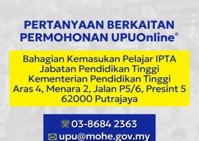 Poster pertanyaan permohonan UPUOnline Kementerian Pendidikan Tinggi