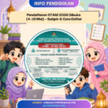 ilustrasi pelajar daftar peperiksaan secara online stam 2026 gaya chibi ruang kosong untuk teks poster pendidikan