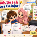 Ibu membantu anak cepat lupa belajar dengan nota ringkas dan soalan latihan dalam bentuk PDF yang dicetak untuk ulangkaji di ruma