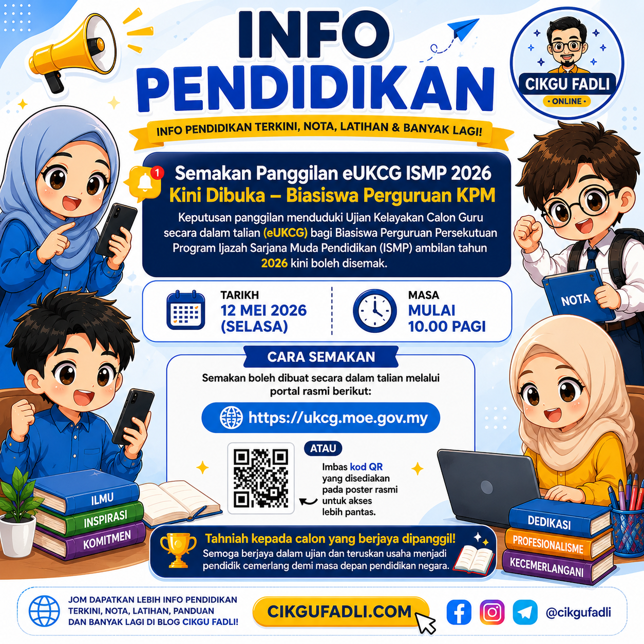 Poster KPM semakan panggilan eUKCG ISMP 2026 bagi Biasiswa Perguruan Persekutuan