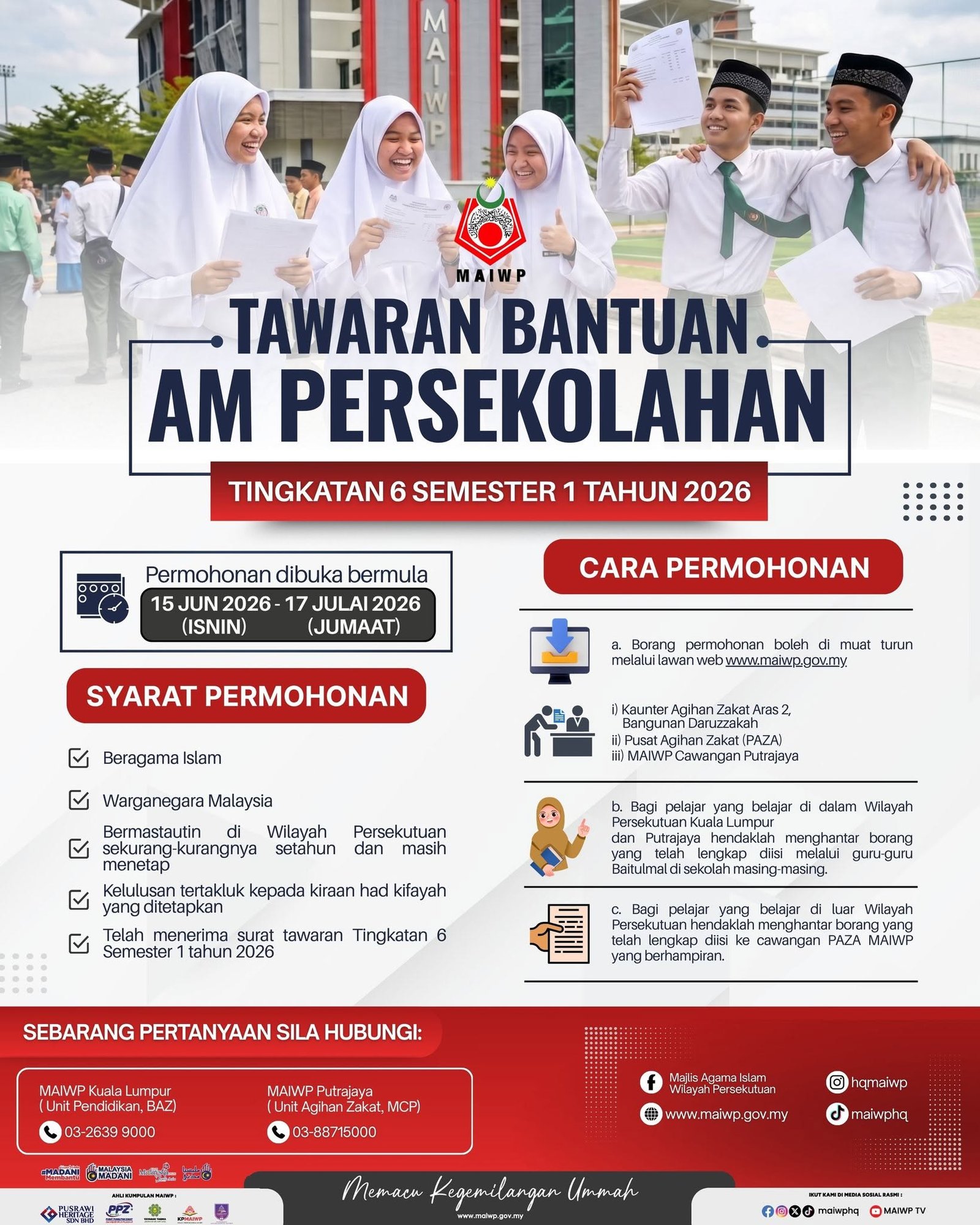 Poster Tawaran Bantuan Am Persekolahan Tingkatan 6 Semester 1 Tahun 2026 MAIWP Poster Tawaran Bantuan Am Persekolahan Tingkatan 6 Semester 1 Tahun 2026 MAIWP