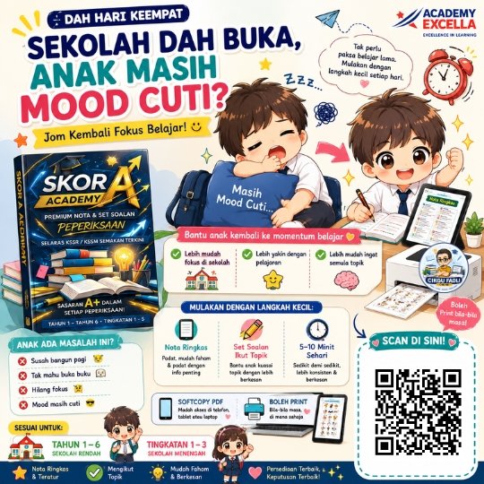 Anak masih mood cuti selepas cuti sekolah menggunakan nota ringkas dan latihan ikut topik untuk kembali ke momentum belajar. Anak masih mood cuti selepas cuti sekolah menggunakan nota ringkas dan latihan ikut topik untuk kembali ke momentum belajar.