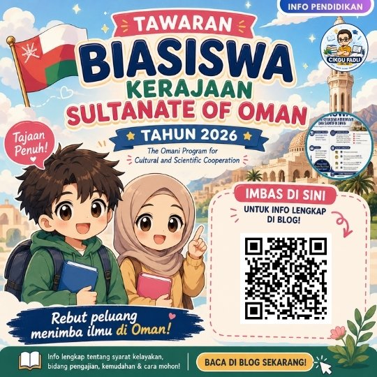 Poster Biasiswa Kerajaan Oman 2026 bagi Program Kerjasama Kebudayaan dan Saintifik Oman untuk pelajar Malaysia