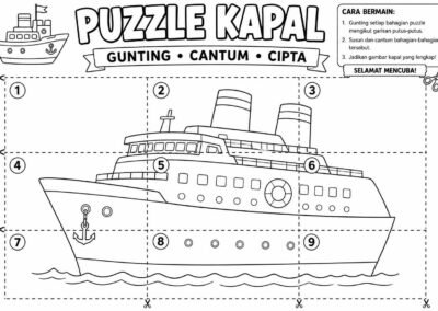 Puzzle kapal gunting cantum cipta untuk aktiviti prasekolah dan sekolah rendah