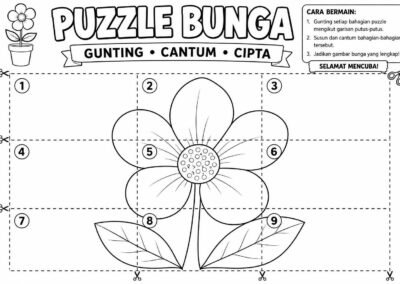 Puzzle bunga gunting cantum cipta sebagai aktiviti motor halus kanak-kanak