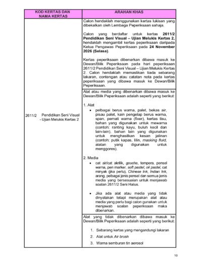 Senarai jadual kertas peperiksaan SPM 2026 mengikut tarikh dan sesi peperiksaan.