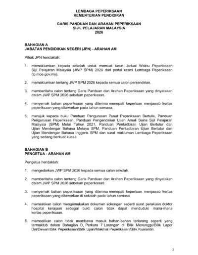 Halaman akhir dokumen Jadual Waktu Peperiksaan SPM Tahun 2026.