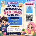 Poster tidak rasmi Program Dermasiswa B40 2026 untuk lepasan SPM 2025 dengan ilustrasi pelajar chibi