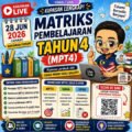 Poster chibi rakaman LIVE Cikgu Mohd Fadli Salleh kupas Matriks Pembelajaran Tahun 4 (MPT4) lengkap dengan ruang kod QR