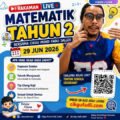 Poster Rakaman LIVE Matematik Tahun 2 bersama Cikgu Mohd Fadli Salleh pada 29 Jun 2026.